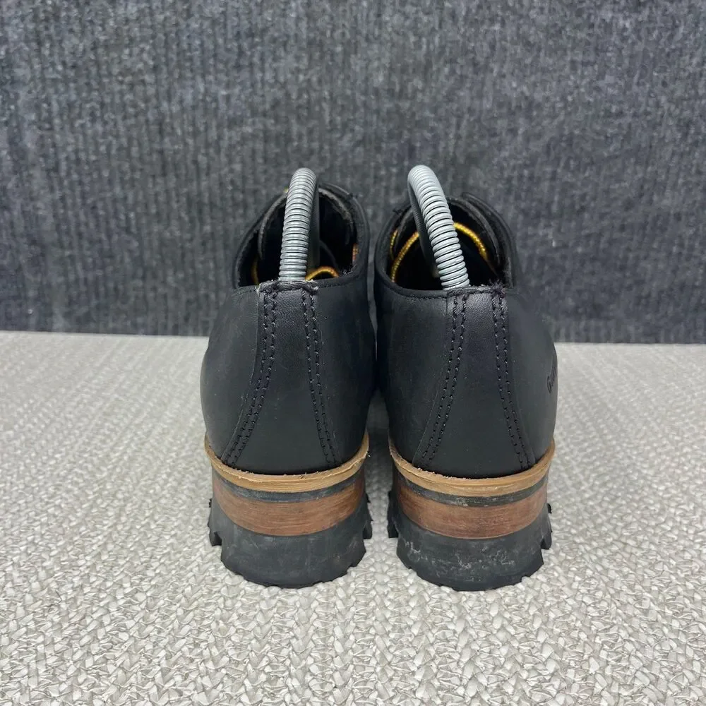 Georgia Logger Work Boots Heeled Black Leather Lace Up  Vibram Lug Sole Mens 9 M